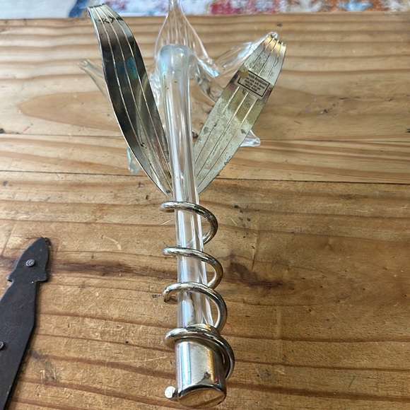 Vintage Clear Blown Glass Trumpet Lily Flower / Bud / Stem Vase In Silver Plate. - Picture 7 of 11